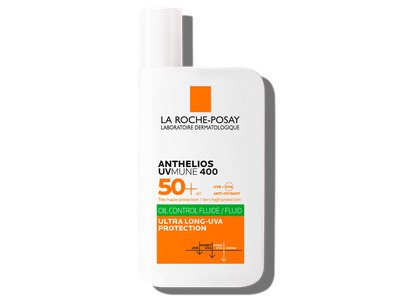 fluid UV do skóry z trądzikiem hormonalnym Oil Control SPF50+ La Roche Posay Anthelios UVMune 400