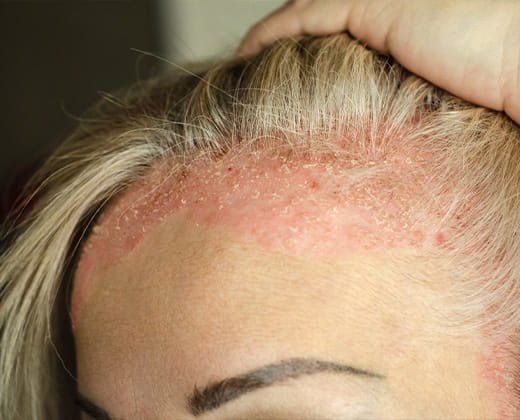 Objawy łuszczycy na głowie