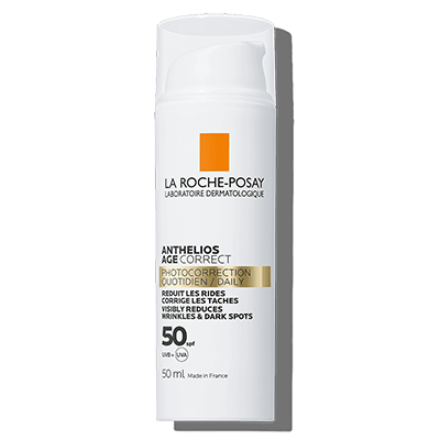 Przód opakowania kremu przeciwzmarszczkowego z filtrem 50 Anthelios Age Correct SPF 50 La Roche-Posay