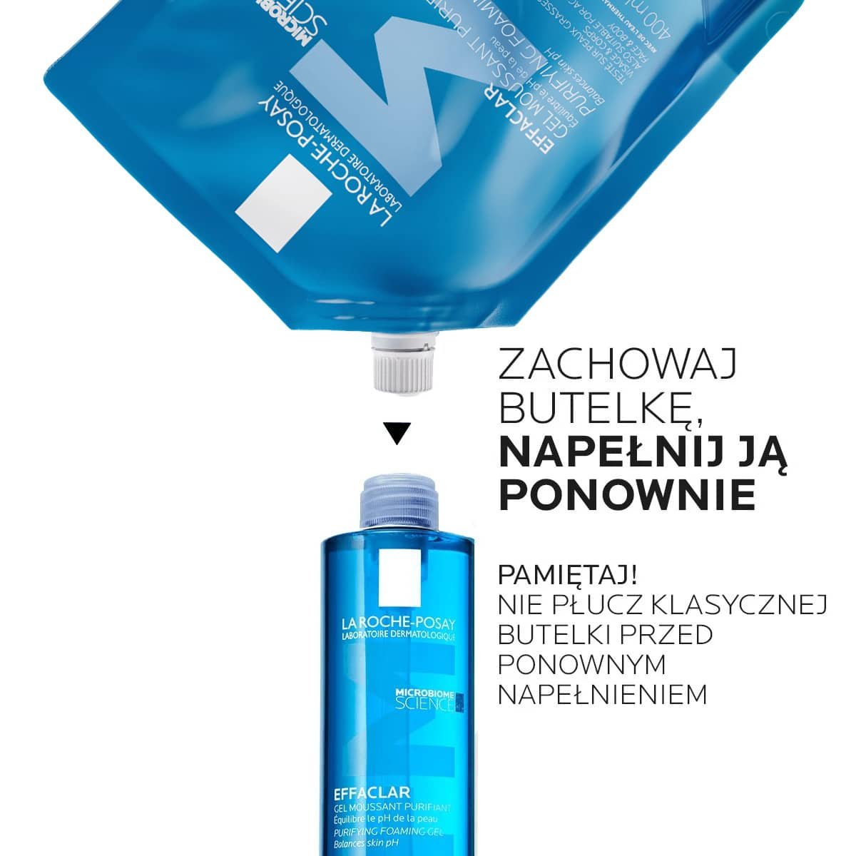 Jak  uzupełnić butelkę dermokosmetyków La Roche-Posay 