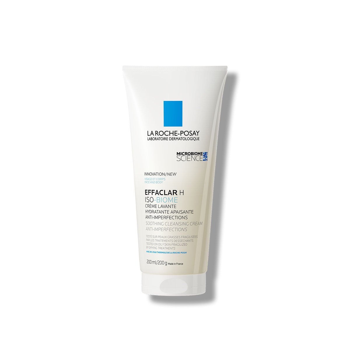 Zdjęcie przedstawia przód kremu myjącego Effaclar H Iso-Biome La Roche-Posay 200ml
