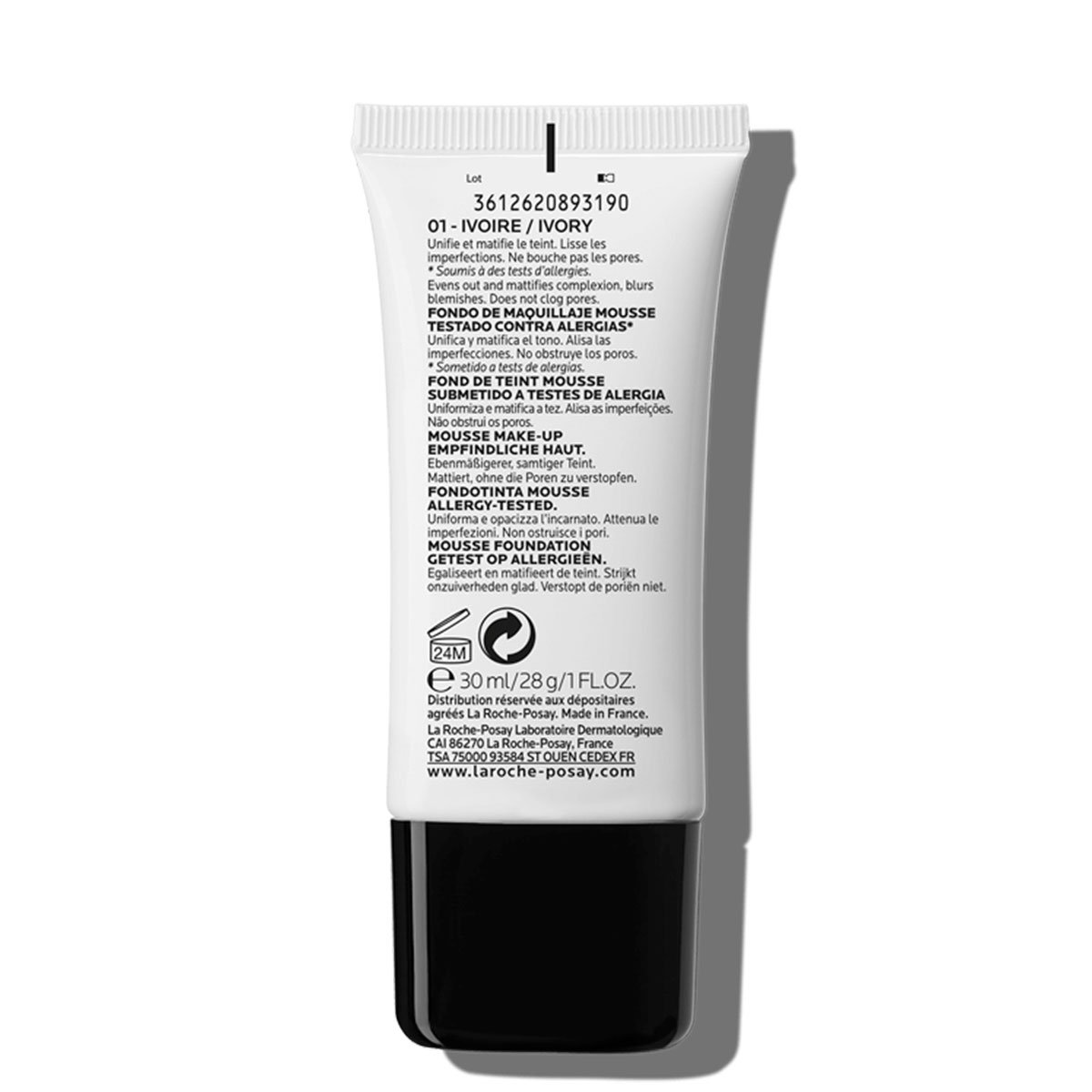 Toleriane Make up PODKŁAD W MUSIE 01 IVORY Tył | La Roche Posay