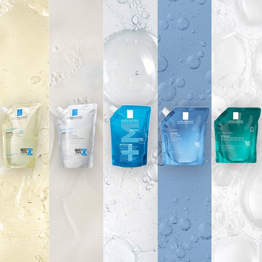 Opakowania uzupełniające kosmetyków do mycia Lipikar i Effaclar od La Roche-Posay
